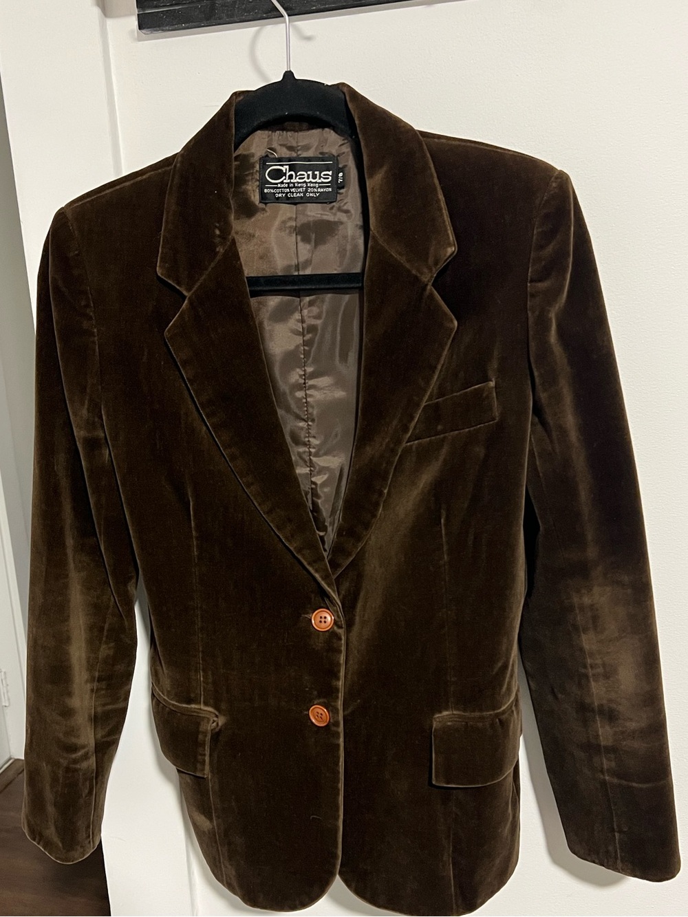 Chaus Dark Brown Velvet Blazer